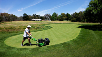 Mowing golf green under regulation